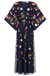 Lana Floral Embroidered Maxi Dress - Navy